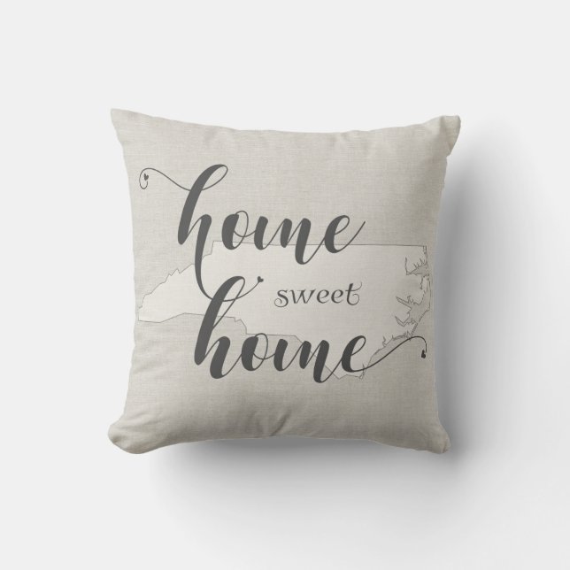 North Carolina - Home Sweet Home Burlap-look Kudde (Framsida)