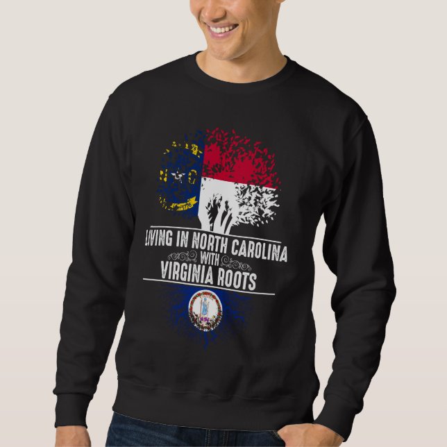North Carolina Home Virginia Roots State Träd Lång Ärmad Tröja (Framsida)