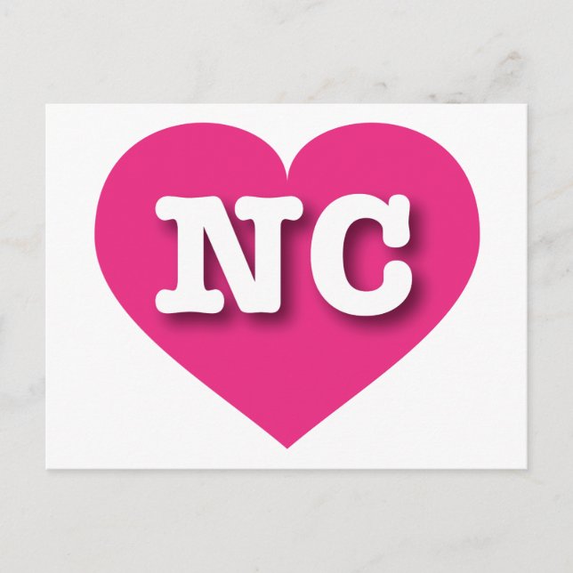 North Carolina Hot Pink Heart - Jag älskar NC Vykort (Framsida)