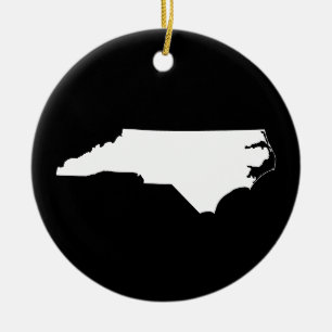 North Carolina i vitt och svart Julgransprydnad Keramik