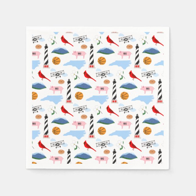 North Carolina Icons Napkins Pappersservett (Framsidan)