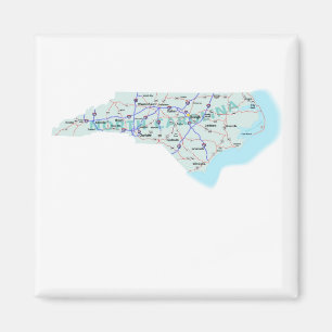 North Carolina Interstate Karta Magnet