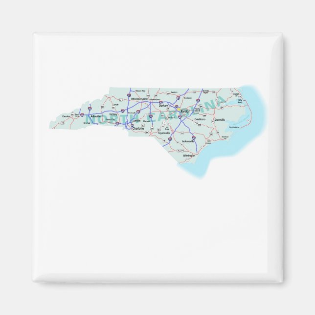 North Carolina Interstate Karta Magnet (Framsidan)
