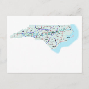 North Carolina Interstate Karta vycard Vykort