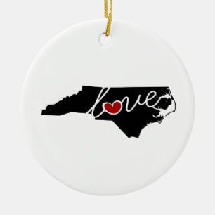 North Carolina Kärlek! Gåvor till NC Älskare Julgransprydnad Keramik