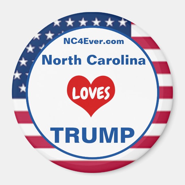 North Carolina KÄRLEK TRUMP Patriotic Fridge Magnet (Framsidan)