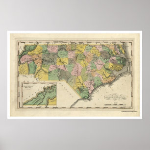 North Carolina Karta 1814 Poster