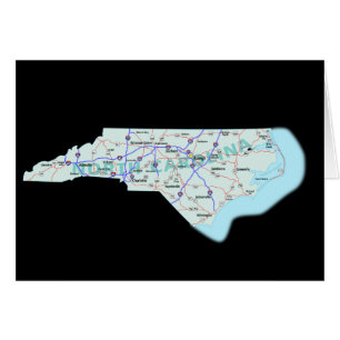 North Carolina Karta Card Hälsningskort