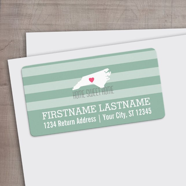 North Carolina Karta Home State Kärlek - Anpassnin Adressetikett (Custom Address Label)