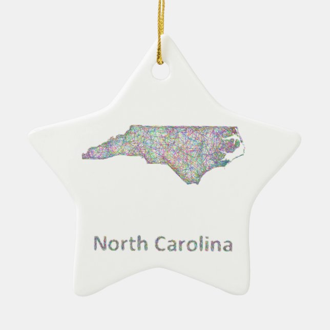 North Carolina karta Julgransprydnad Keramik (Framsidan)