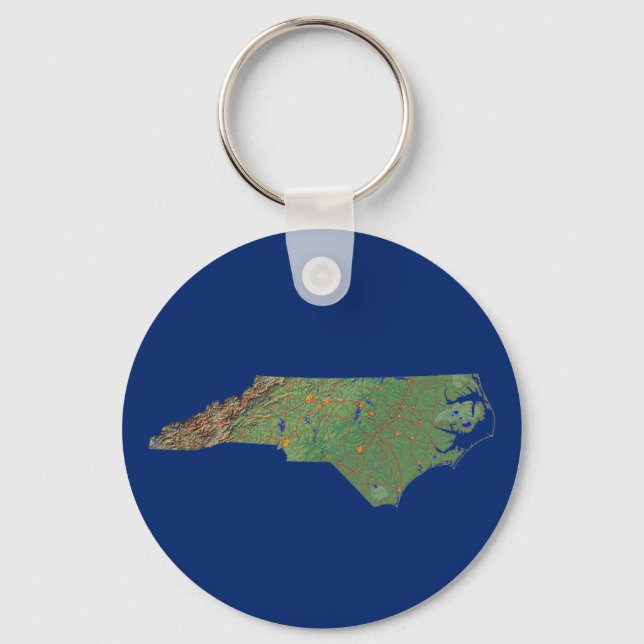 North Carolina Karta Keychain Nyckelring (Framsida)