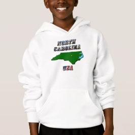 North Carolina Karta, kontur, foto och US Flagga T Tee Shirt
