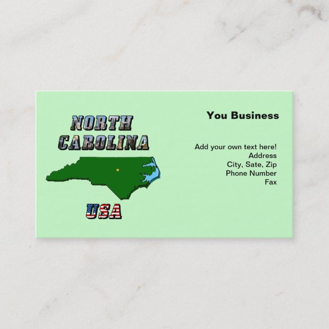 North Carolina Karta, kontur, foto och US Flagga T Visitkort (Framsida)