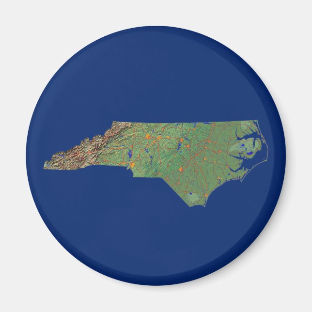 North Carolina Karta Magnet (Framsidan)
