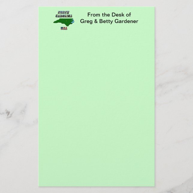 North Carolina Karta och Text Brevpapper (Framsida)