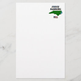 North Carolina Karta och Text Brevpapper