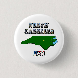 North Carolina Karta och Text Knapp