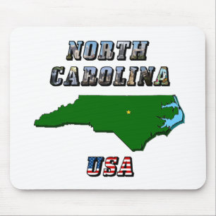 North Carolina Karta och Text Musmatta