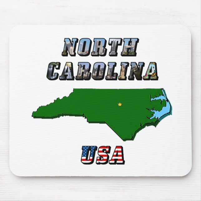 North Carolina Karta och Text Musmatta (Framsidan)