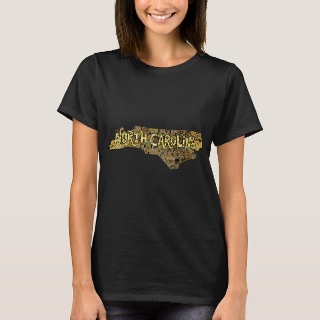 North Carolina Karta och Text T Shirt (Framsida)