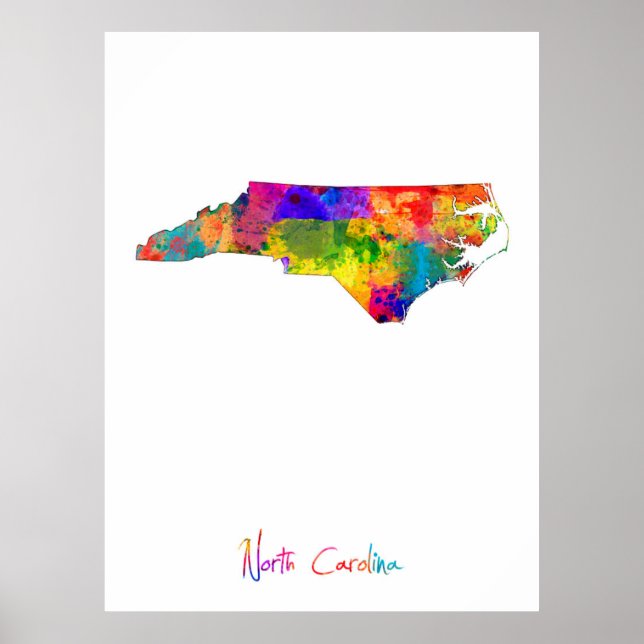 North Carolina Karta Poster (Framsidan)