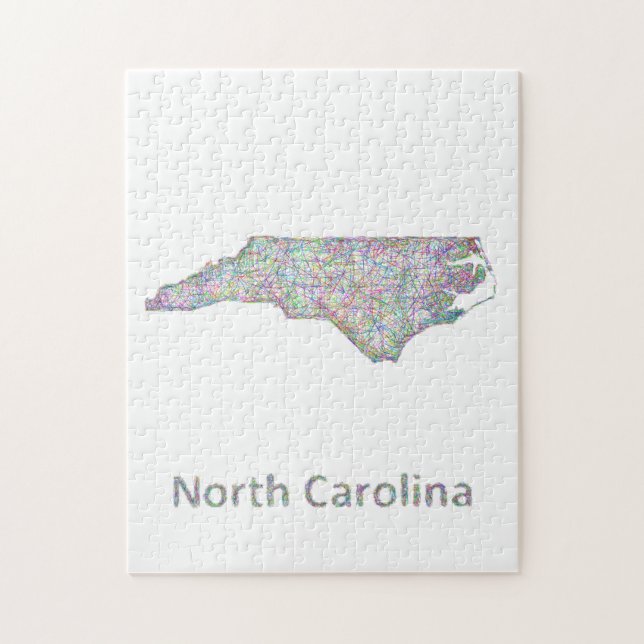 North Carolina karta Pussel (Vertikal)