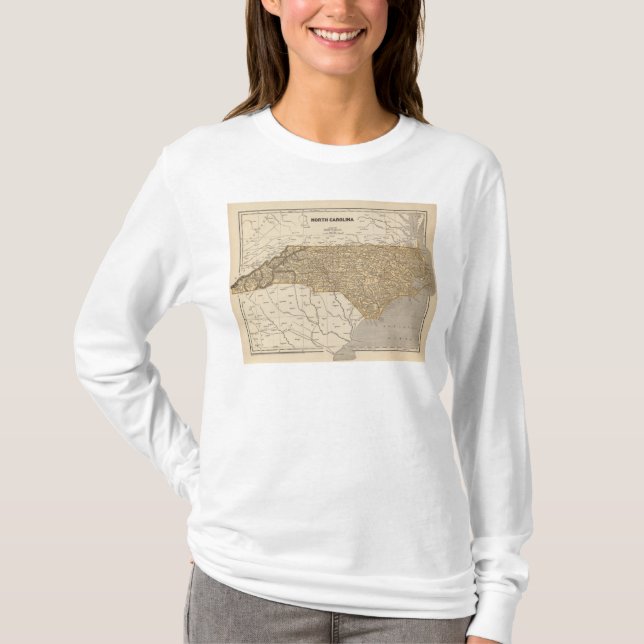 North Carolina kartbokkarta Tee (Framsida)