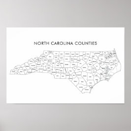North Carolina län karta med län namn Poster