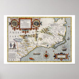 North Carolina, med titeln Virginiae Item et Flori Poster