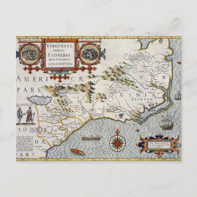 North Carolina, med titeln Virginiae Item et Flori Vykort (Framsida)