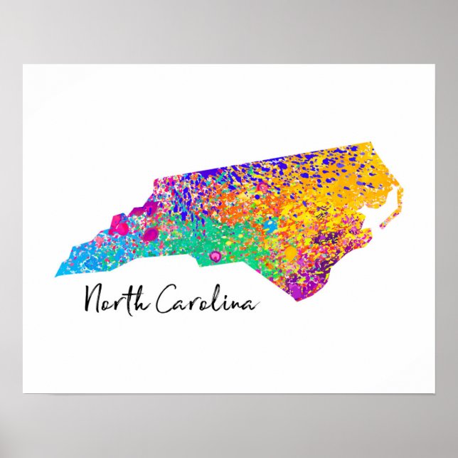 North Carolina Modern Karta Poster (Framsidan)
