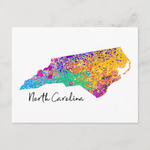 North Carolina Modern Karta Vykort