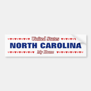 NORTH CAROLINA - My Home - United Stater; Hearts Bildekal
