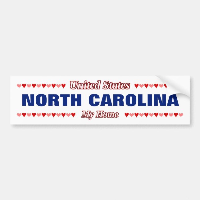 NORTH CAROLINA - My Home - United Stater; Hearts Bildekal (Framsidan)