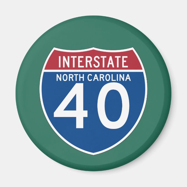 North Carolina NC I-40 Interstate Highway Shield - Magnet (Framsidan)