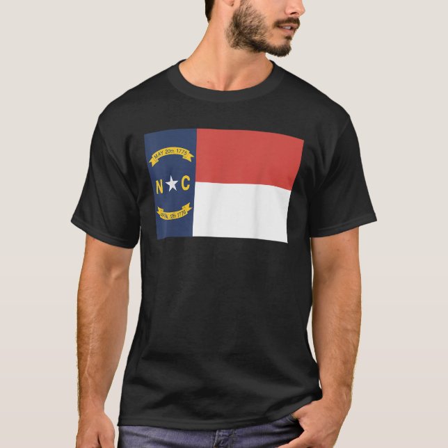 North Carolina NC statlig flagga USA T Shirt (Framsida)