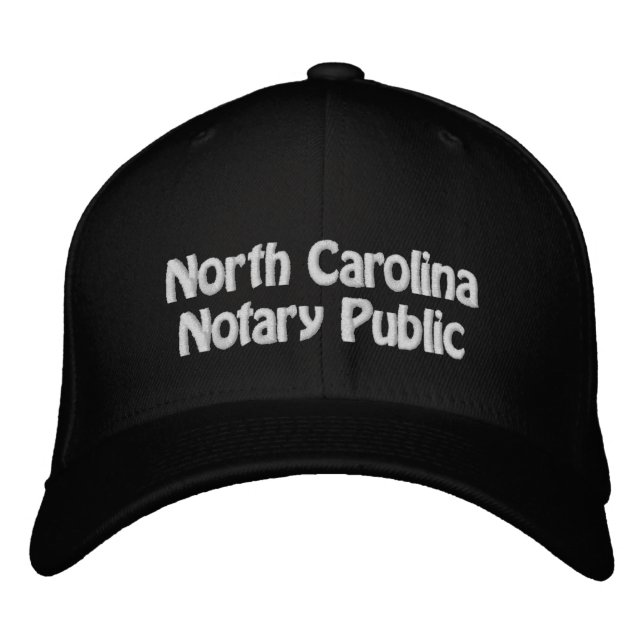 North Carolina Notary Embroized Baseball Cap Broderad Keps (Framsida)