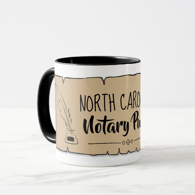 North Carolina Notary Public Rulla Feather Quill Mugg (Framsida vänster)