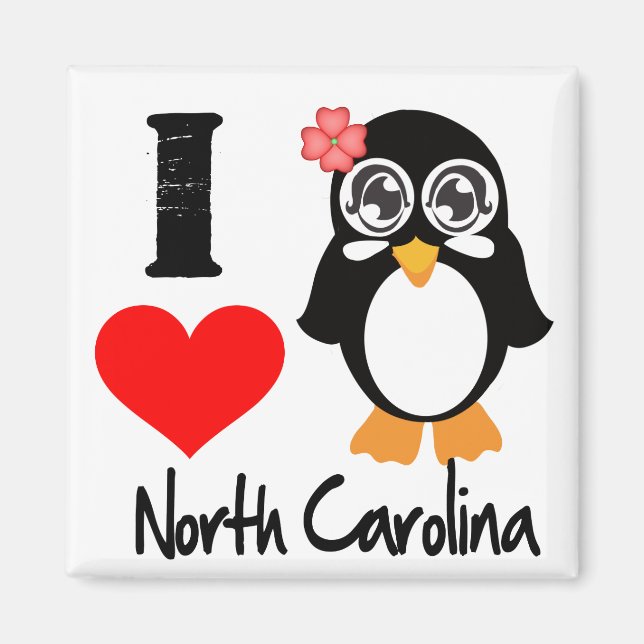 North Carolina pingvin - jag älskar North Carolina Magnet (Framsidan)
