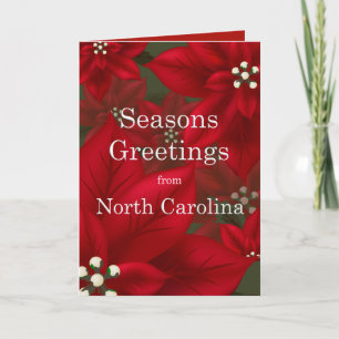 North Carolina Poinsettia-Säsonhälsningar Helgkort