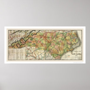 North Carolina Railroad Karta 1900 Poster