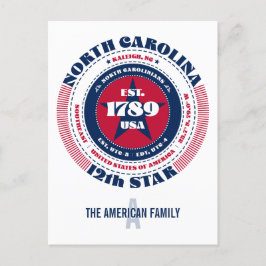 North Carolina, Raleigh, NC, Patriotic, Monogram Vykort