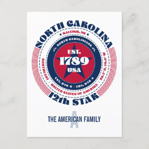 North Carolina, Raleigh, NC, Patriotic, Monogram Vykort