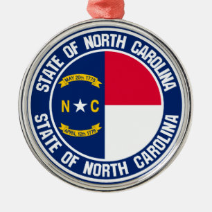 North Carolina Round Emblem Julgransprydnad Metall