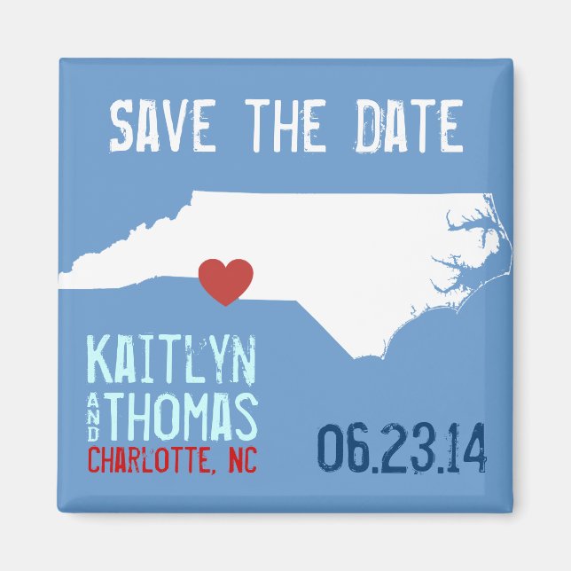 North Carolina Save Date - Anpassadet City Magnet (Framsidan)