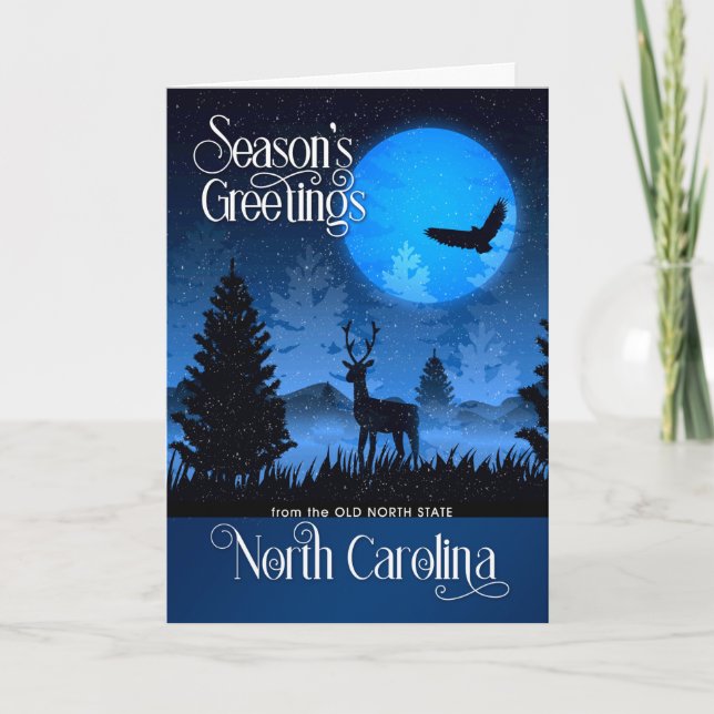 North Carolina Season's Greetings Woodland Hjort Helgkort (Framsida)