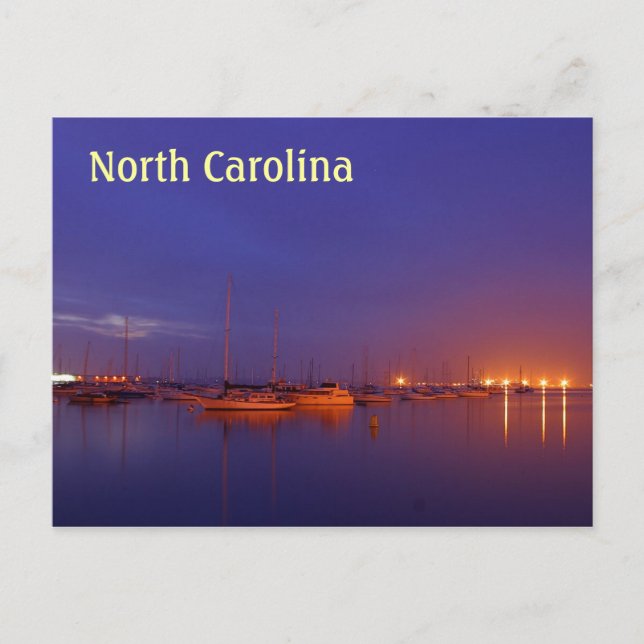 North Carolina-segelbåtar i marinan vid dusk Vykort (Framsida)