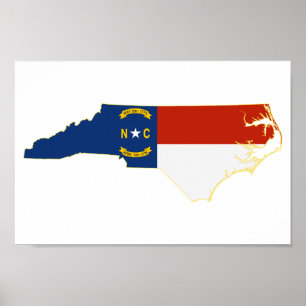 North Carolina Shaped Carolinian Heel Flagga Poster