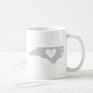North Carolina Shaped Grått Heart Carolinian Kärle Kaffemugg