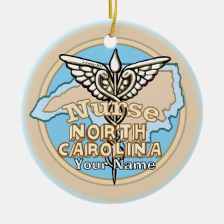 North Carolina Sjuksköterska Caduceus Julgransprydnad Keramik